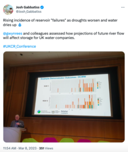 @Josh_Gabbatiss's tweet depicting rising incidence of reservoir "failures" as droughts worsen and water dries up.