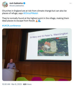 @Josh_Gabbatiss's tweet showing how Churches in England are at risk from climate change but can also be places of refuge.